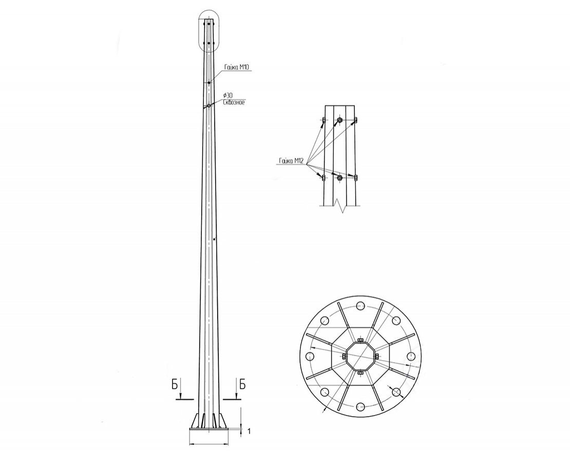 Опора освещения ОГС-0,7-10,0 с консольным кронштейном - вид 4